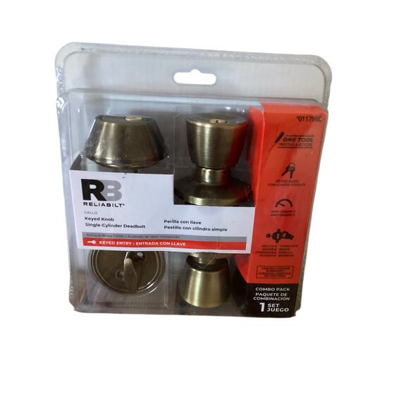 Reliabilt Keyed Knob Single Cylinder Deadbolt Combo Pack Doorknob set - Picture 2 of 4